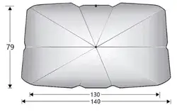 מגן שמש קל ונוח לשימוש, לפתיחה ולסגירה. נפתח ונסגר כמטריה.