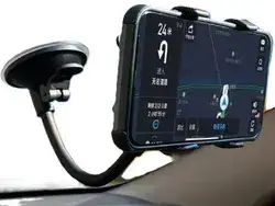 מעמד נייד לרכב עם זרוע מתכווננת אשר יכול להיות על שמשת הרכב ועל הדש בורד.