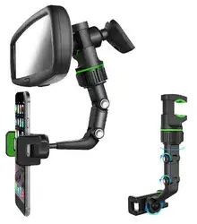 מעמד נייד לרכב בעל זרוע מתכווננת המסתובבת ב *360 אשר מתחברת אל המראה מאחור.