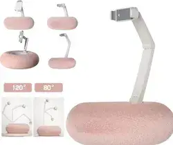 מעמד עבור טלפון נייד עם קערית וזרוע אשר מתכווננת. ניתן לכבס את הפרווה שעוטפת את הקערית. צבע ורוד.