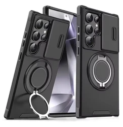 כיסוי טלפון עם מחזיק מגנטי עבור Samsung S25 Ultra S24 S23Plus S20 S21FE