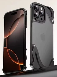 מגן iPhone 15 16 pro max נגד shockproof מתכת שקוף האחורי לוח סגסוגת אקריליק